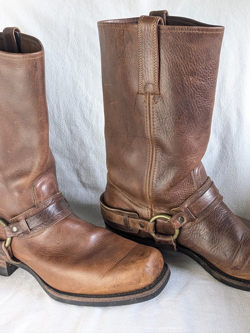 Vintage Men's Frye Cowboy Biker Boots 12M Brown Leather